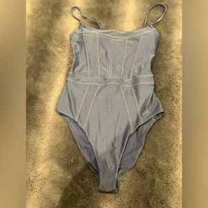 BECCA Light Blue One-Piece Swimsuit with Contrast Stitching